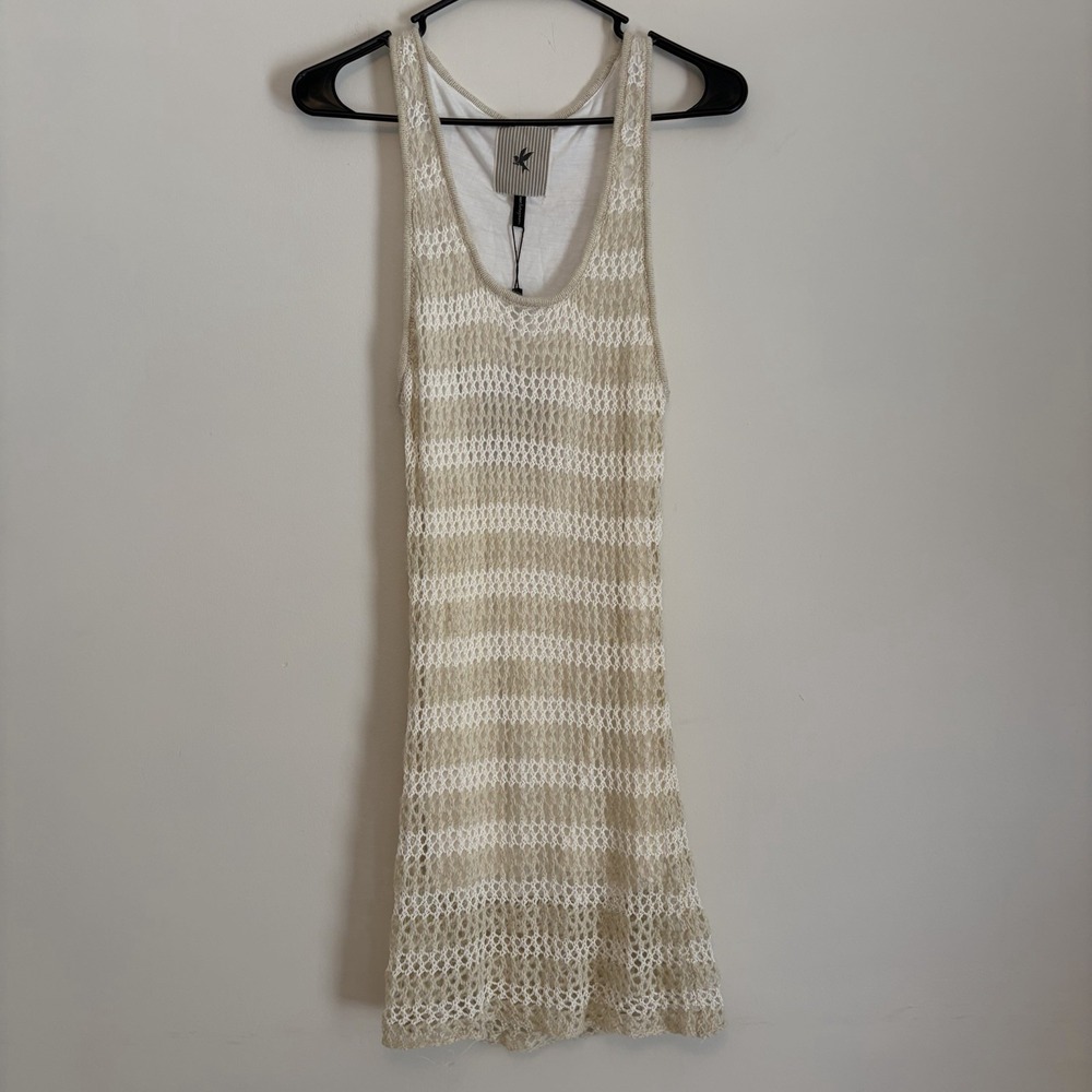 NWT One Teaspoon 14 In PTP crochet Knit Dress White Beige Mini S Beach Vacation